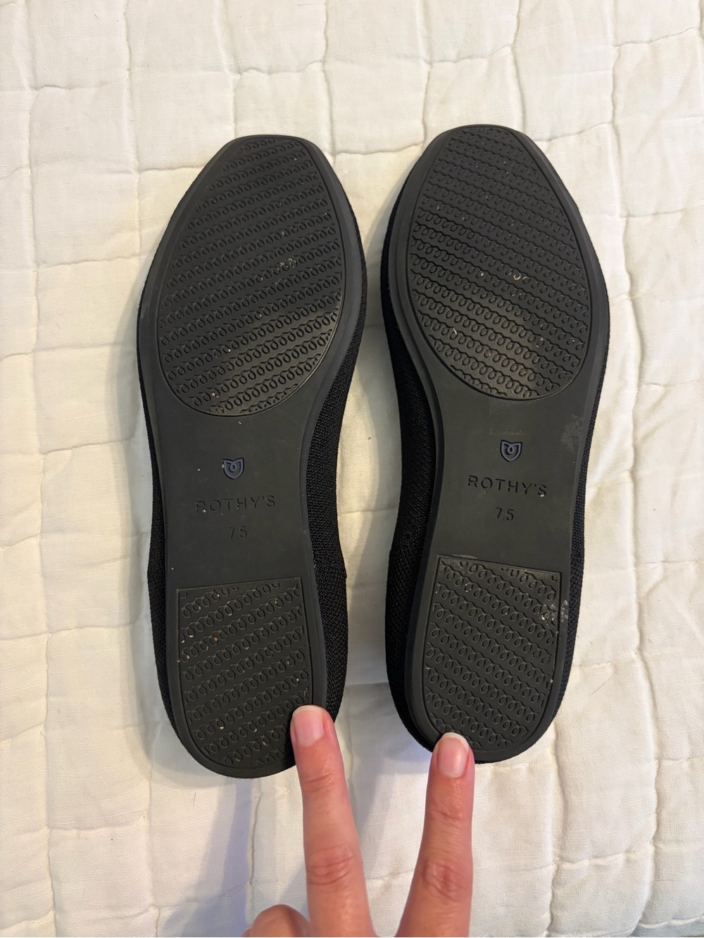 Rothy's Black Knit Slip-On Flats with Blue Accent - Picture 3 of 4